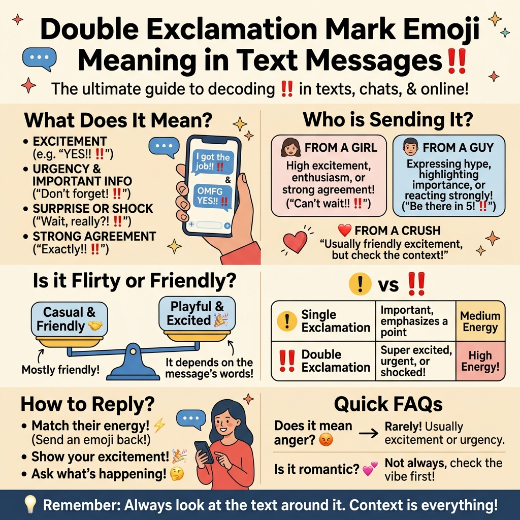 Double Exclamation Mark Emoji Meaning in Text Messages